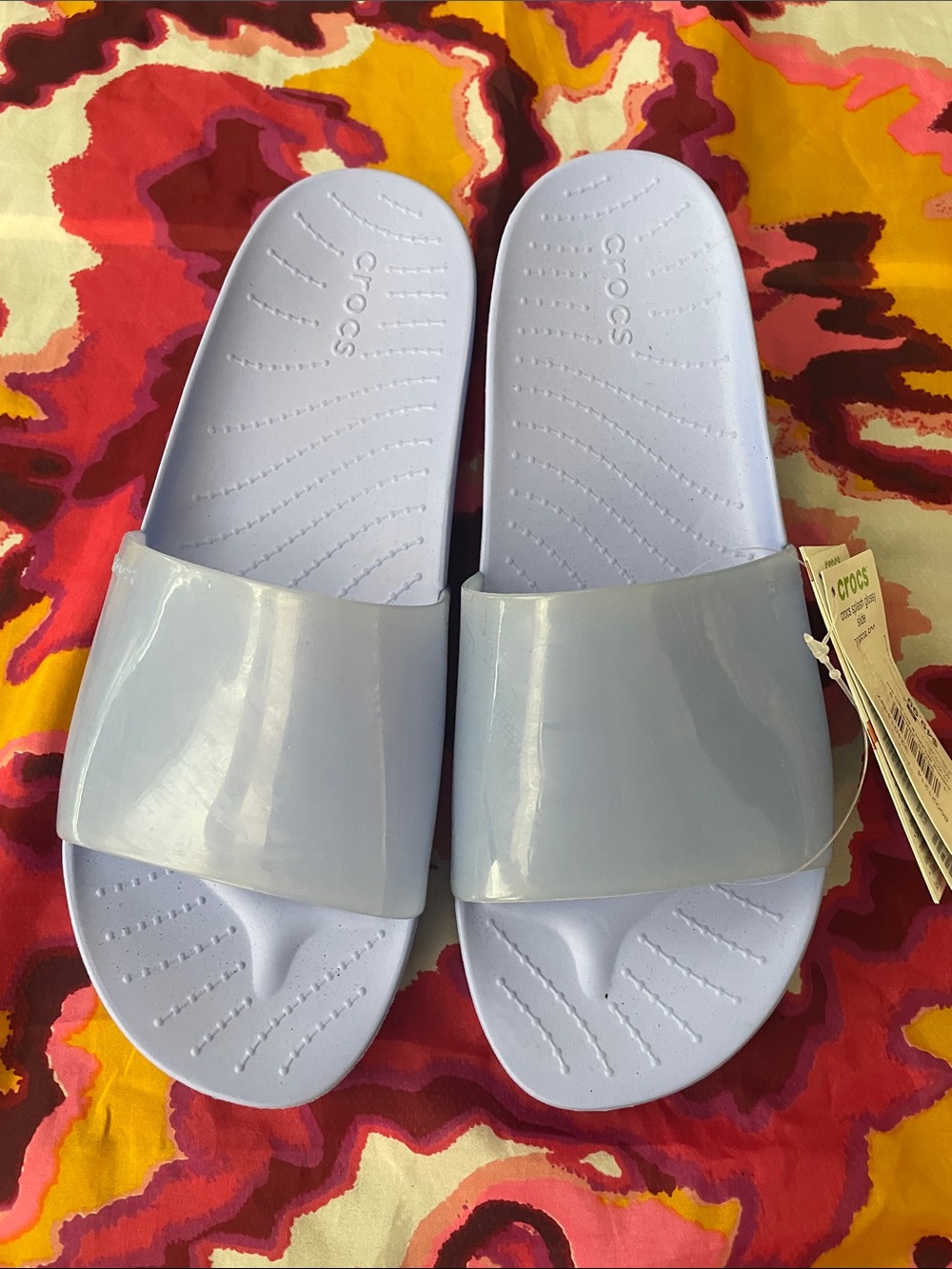 NWT CROCS Glossy Moon Jelly Slide Sandals size 8W 💜